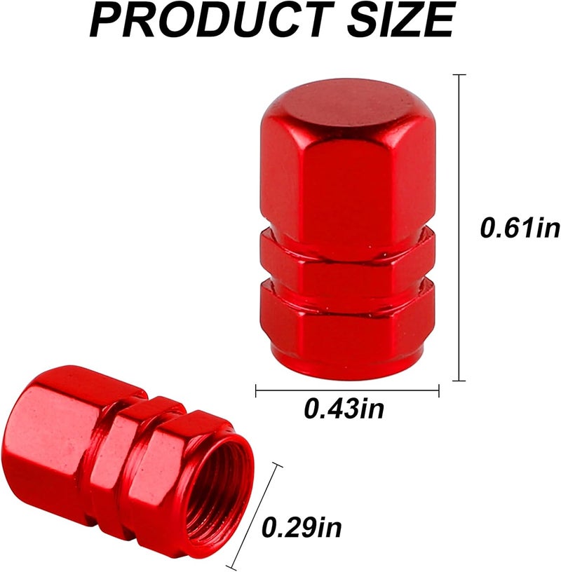 alpmosn Aluminum Tire Stem Valve Caps Wheel Valve Covers Car Dustproof Tire Cap Cover Accessories, Universal for SUV, Car, Bike and Motorcycle, Hexagon Shape (4PCS Red) - Image 2